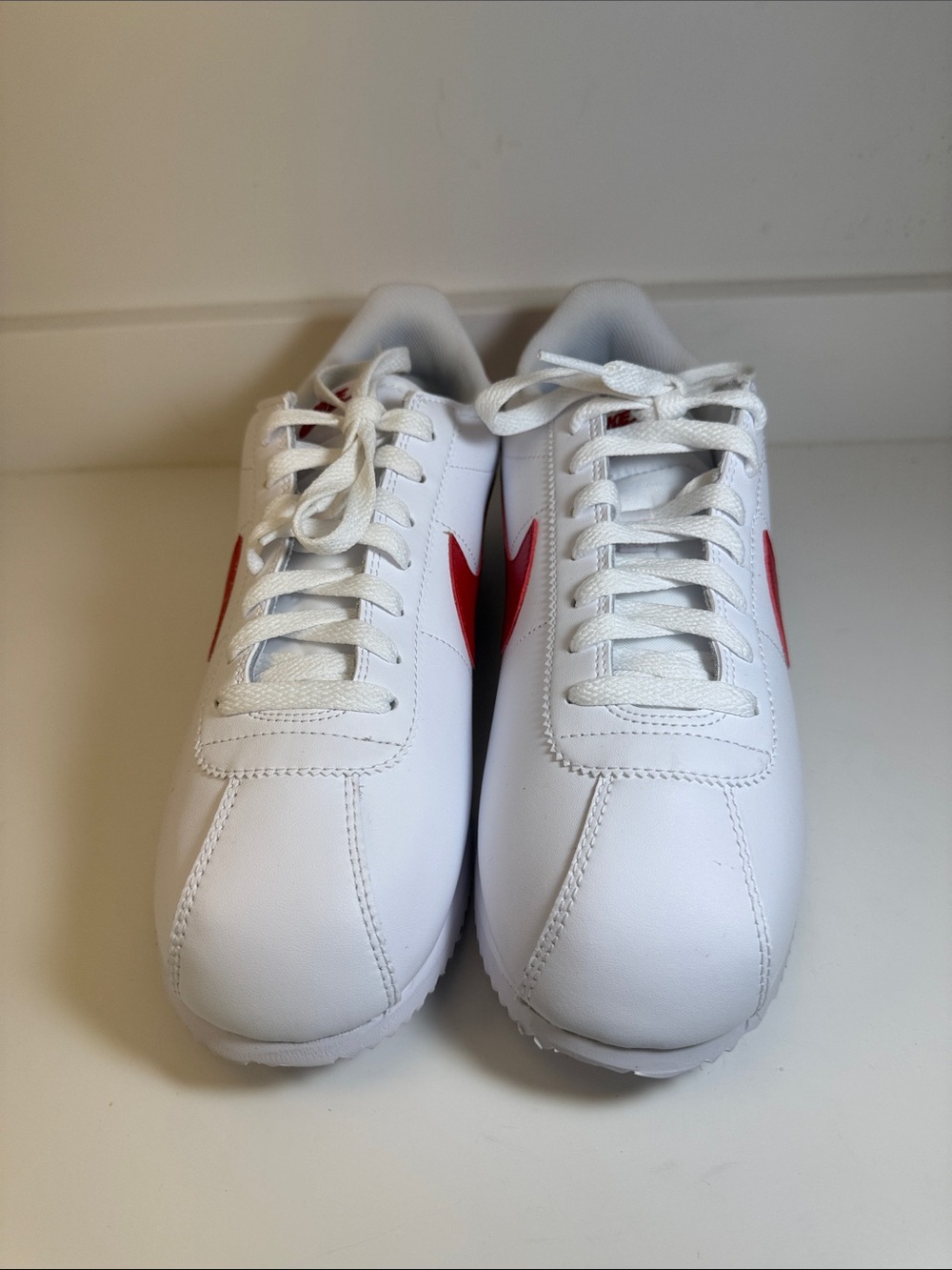 Brand New White Nike Sneakers with Red Swoosh and Blue Accents - Men’s Size 10